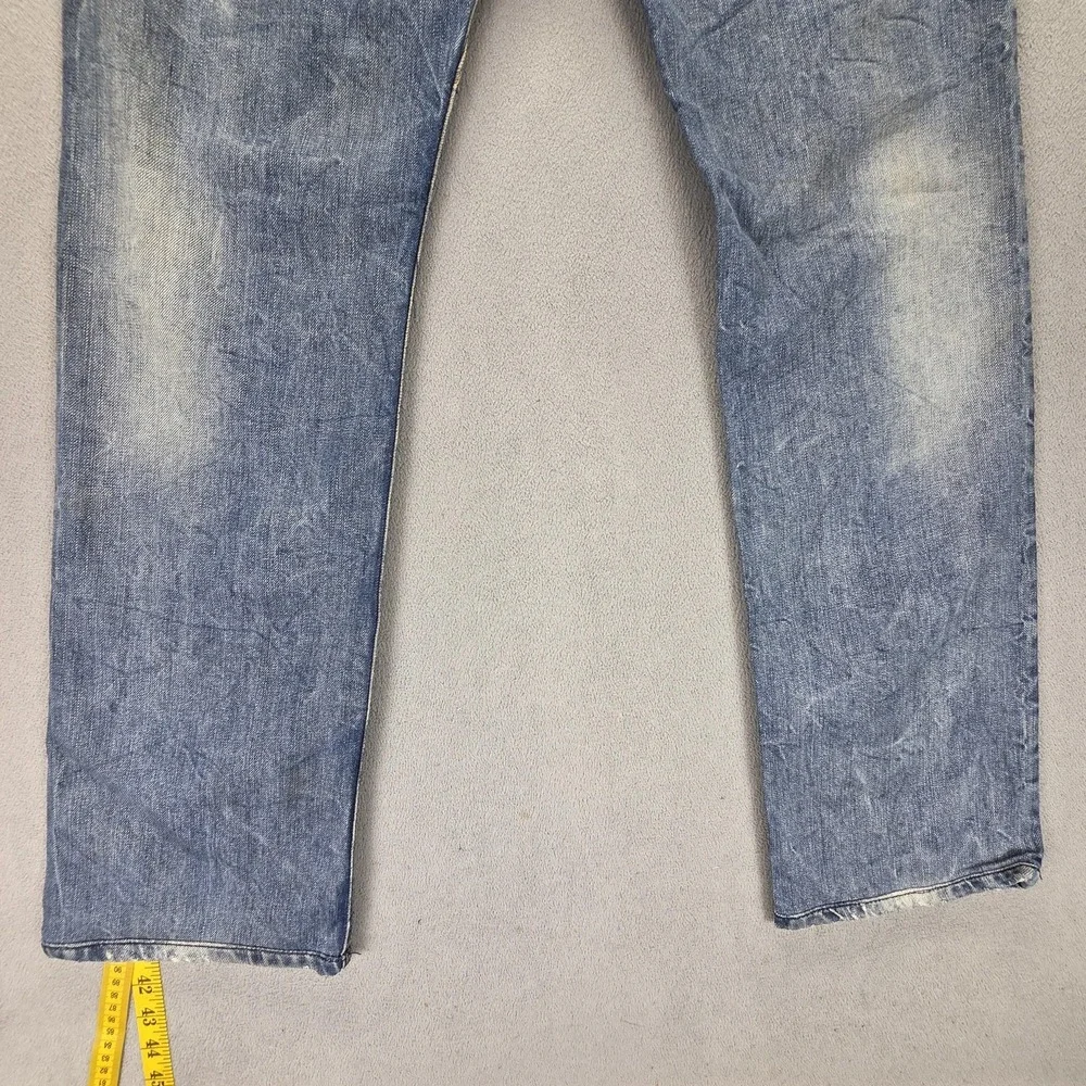 Diesel Jeans Mens 30x32 Blue Timmen Regular Straight Distressed Button Fly 0884C